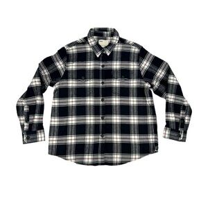 TILLEY Classic Black, White & Burgundy Plaid Women's Button Down Flannel Shirt